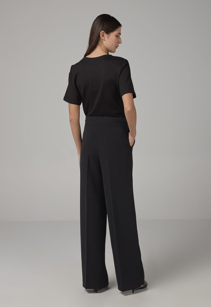 Choice Basic Straight Wide Cut Trousers Black