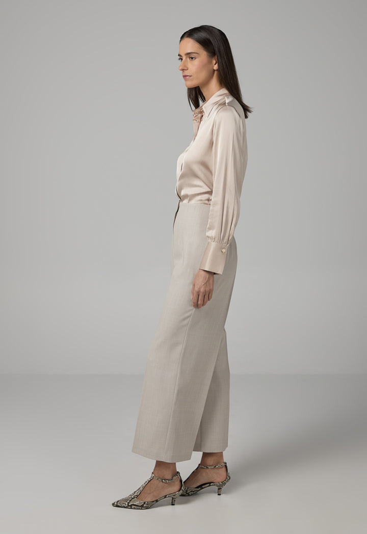 Choice Solid Wide Leg Trousers Cream