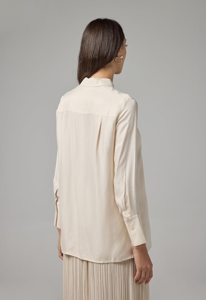 Choice Basic Regular Fit Solid Shirt Cream