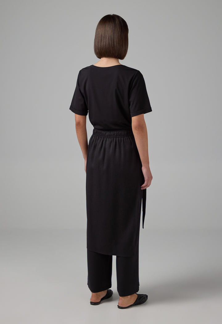 Choice Solid Crinkled Overlay Trousers Black