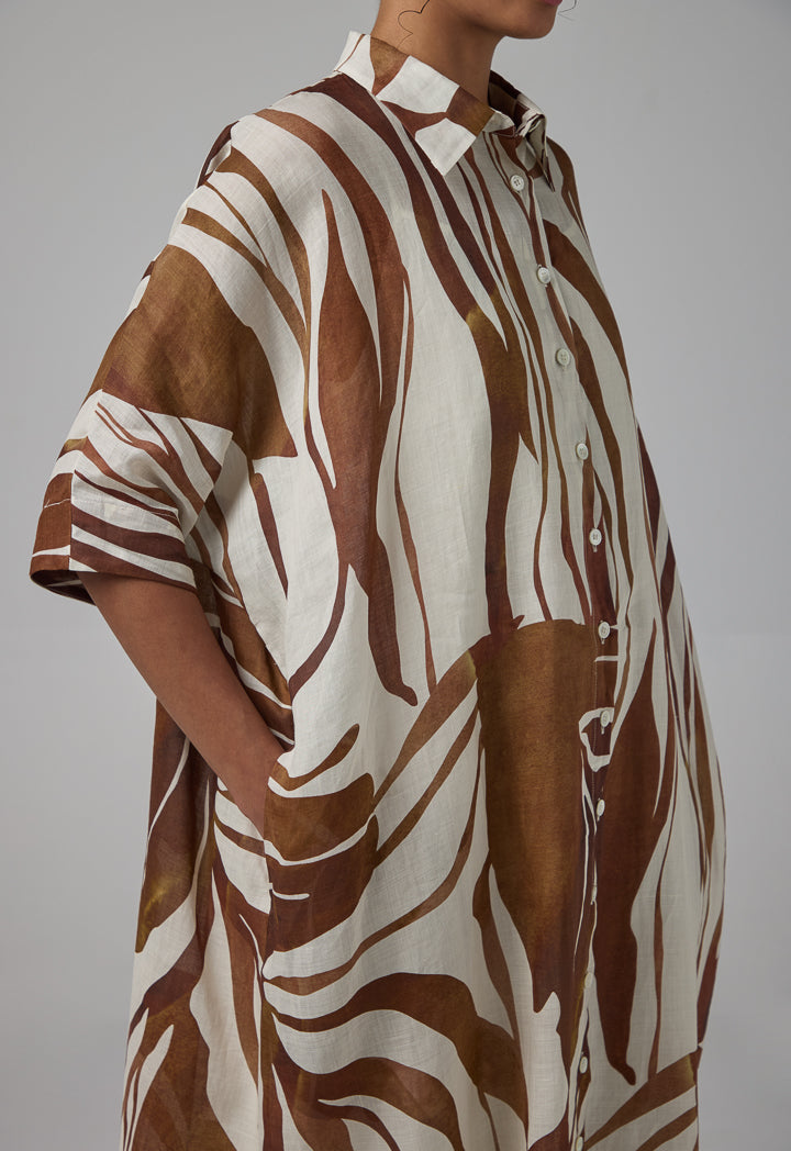 Choice Contrast Three Quarter Shirt Dress Multi Color