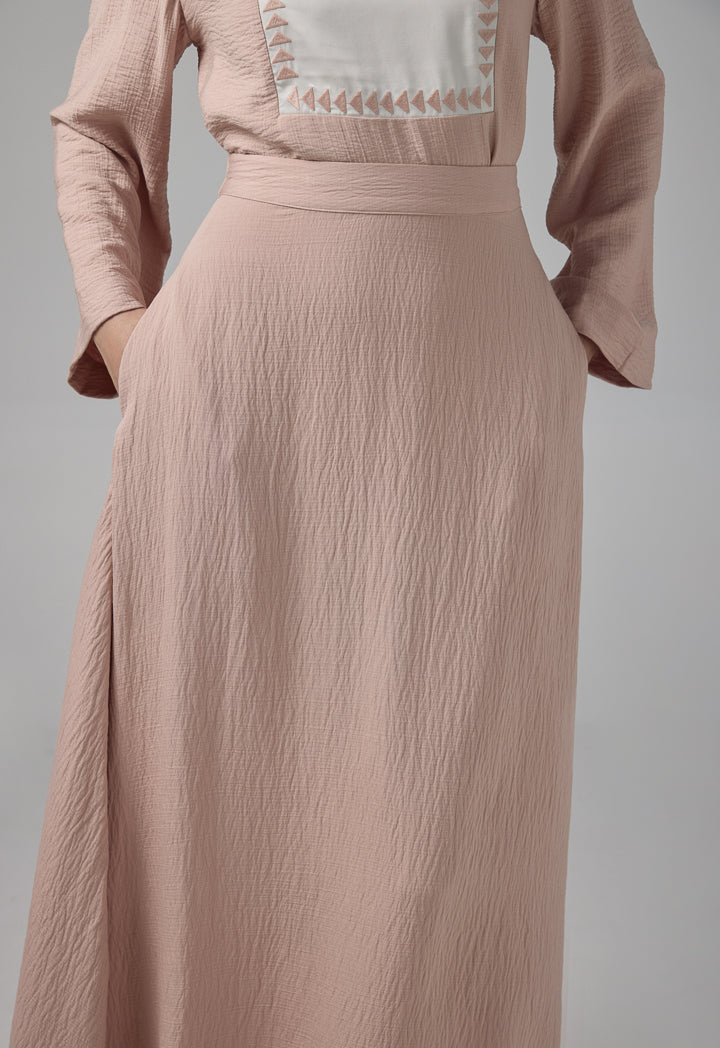 Choice Solid Crinkled Flared Skirt Blush