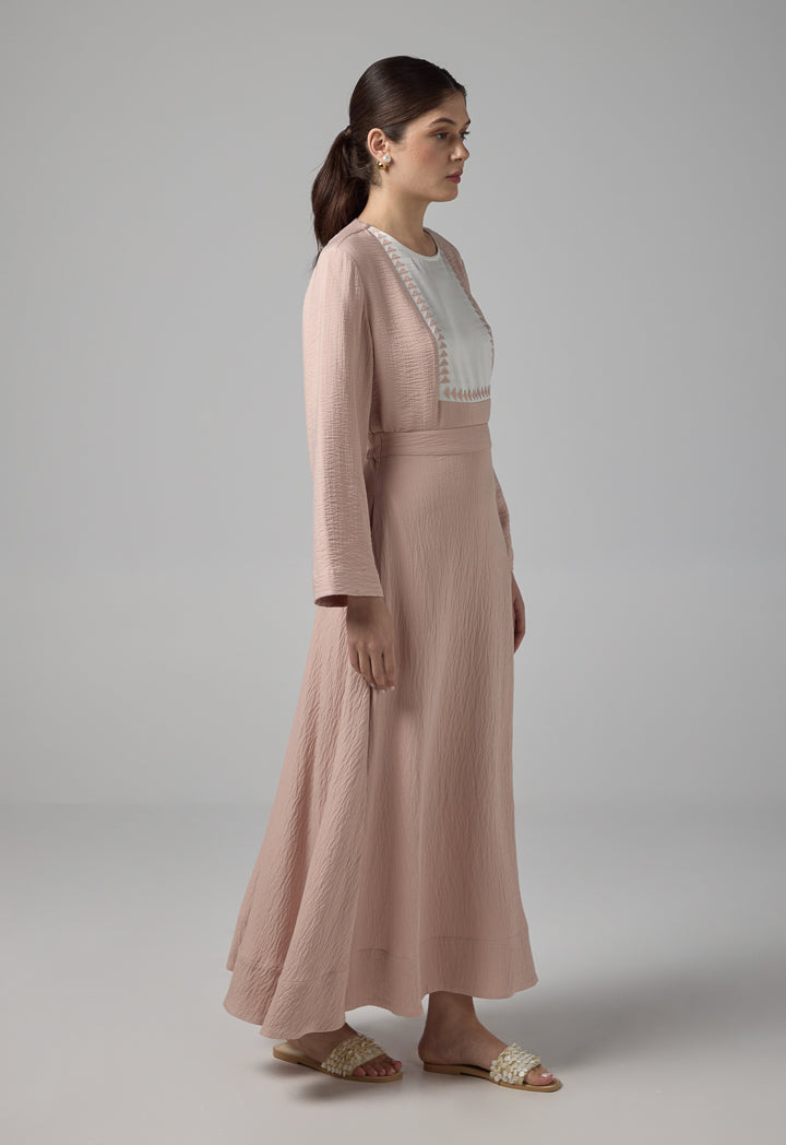 Choice Solid Crinkled Flared Skirt Blush