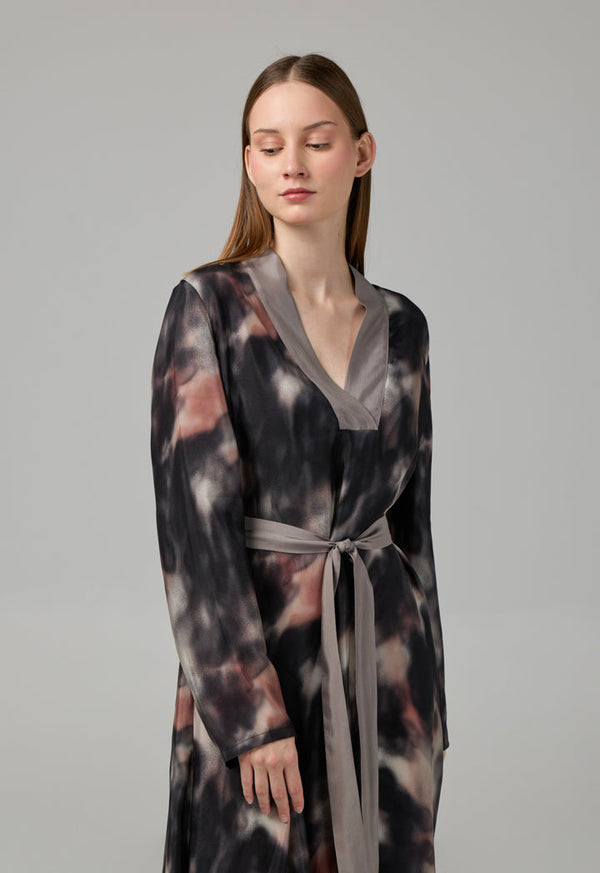 Choice Flared Printed Belted Dress  Multi Color