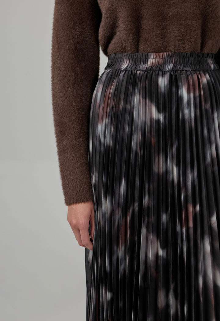 Choice Printed Pleated Flared Skirt Multi Color