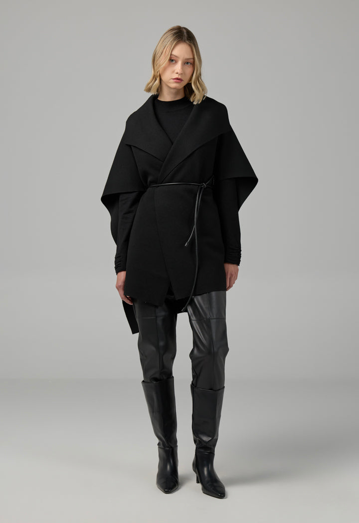 Choice Solid Knitted Cape Black