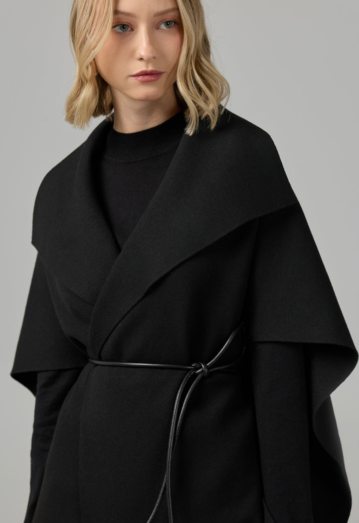 Choice Solid Knitted Cape Black