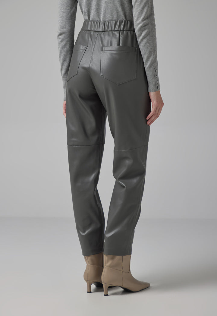 Choice Pu Leather Elasticated Waist Trousers Grey