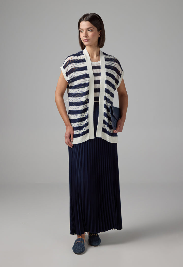Choice Pleated Flared Basic Skirt Navy