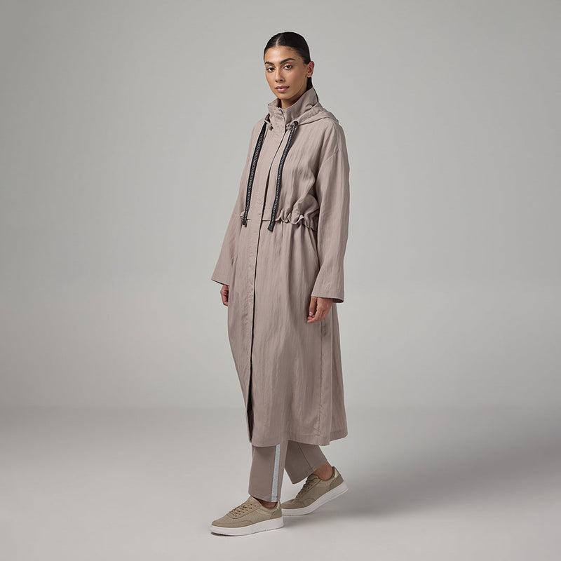 Choice Solid Long Sleeve Midi Coat Vison