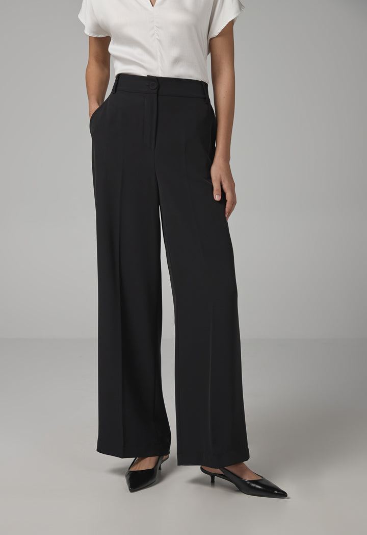 Choice Basic Straight Wide Leg Trousers Black