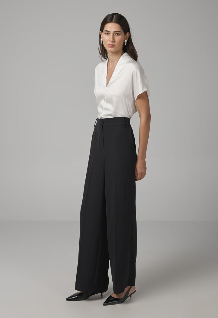 Choice Basic Straight Wide Leg Trousers Black