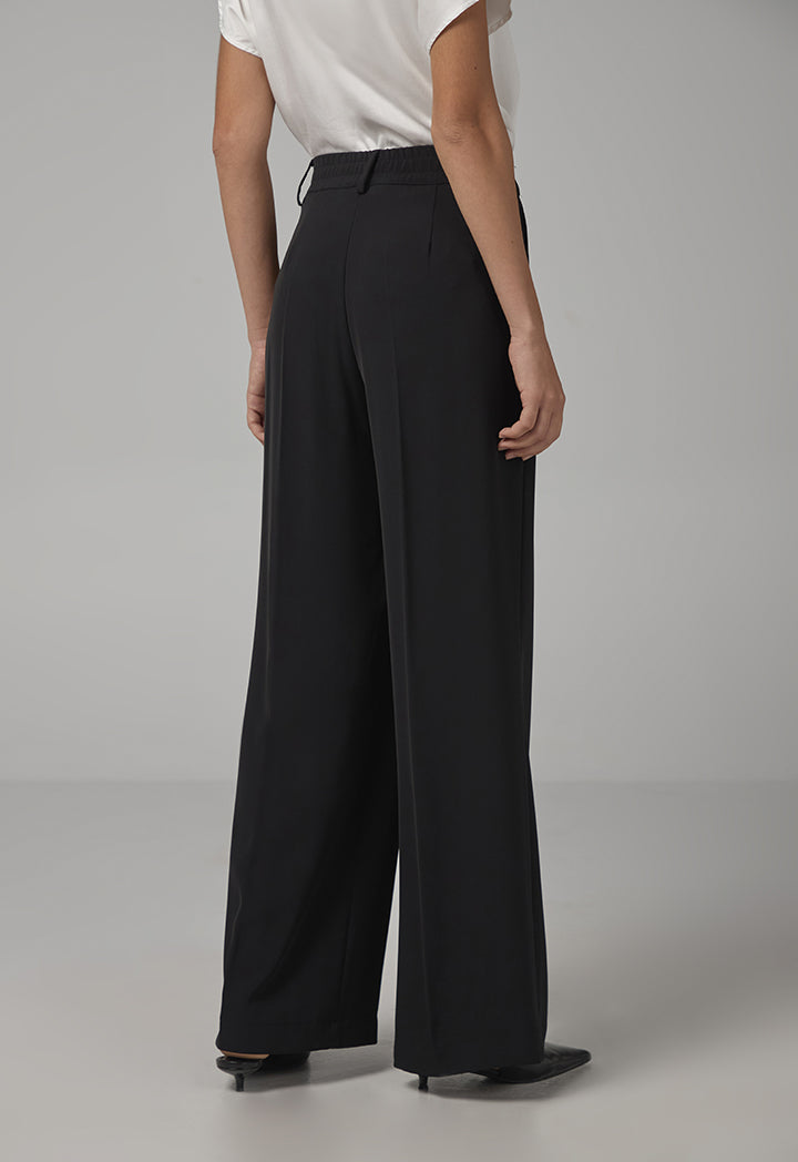 Choice Basic Straight Wide Leg Trousers Black