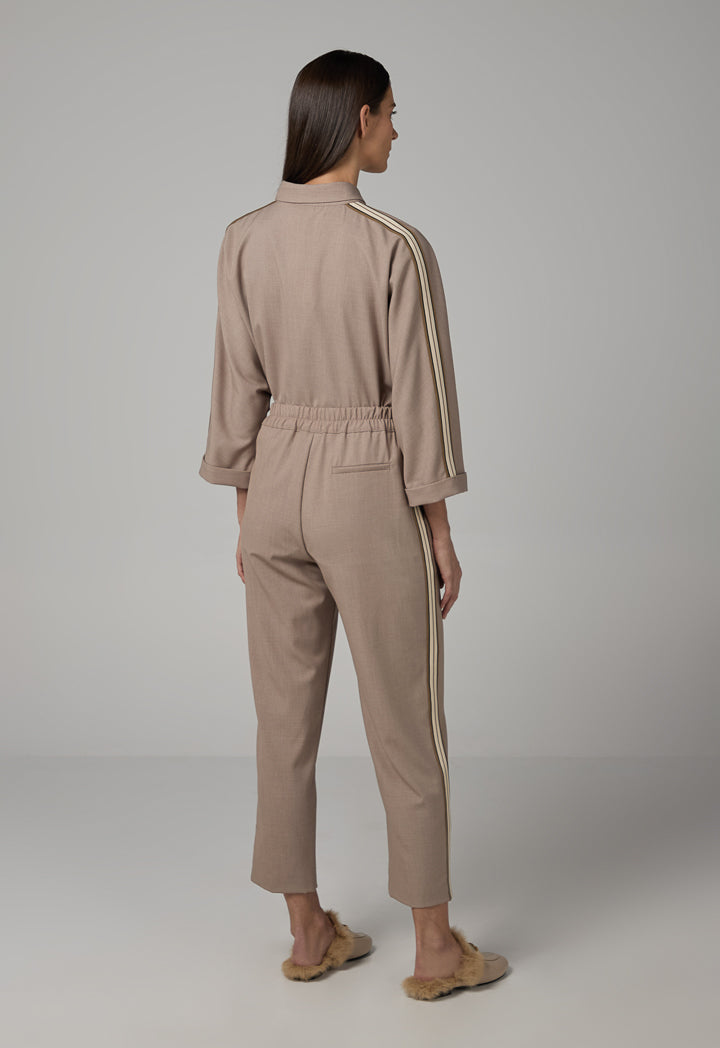 Choice Solid Straight Legs Trousers Beige