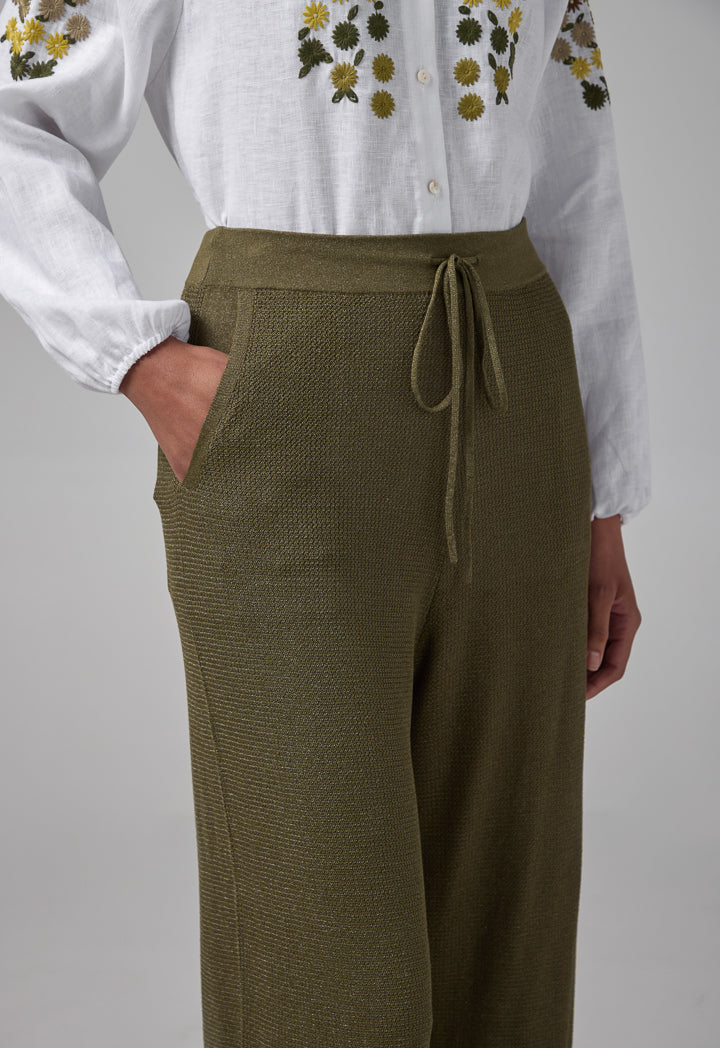 Choice Solid Knitted Trousers Khaki