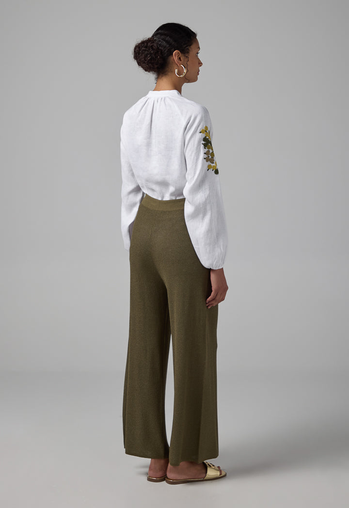 Choice Solid Knitted Trousers Khaki