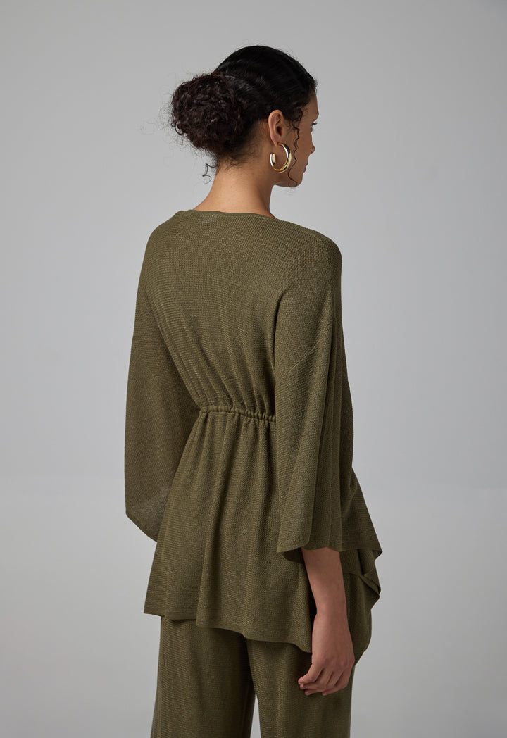 Choice Solid V-Neck Knitwear Blouse Khaki