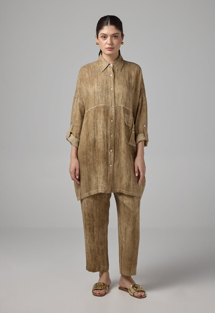 Choice Relaxed Fit Stitch Shirt Brown