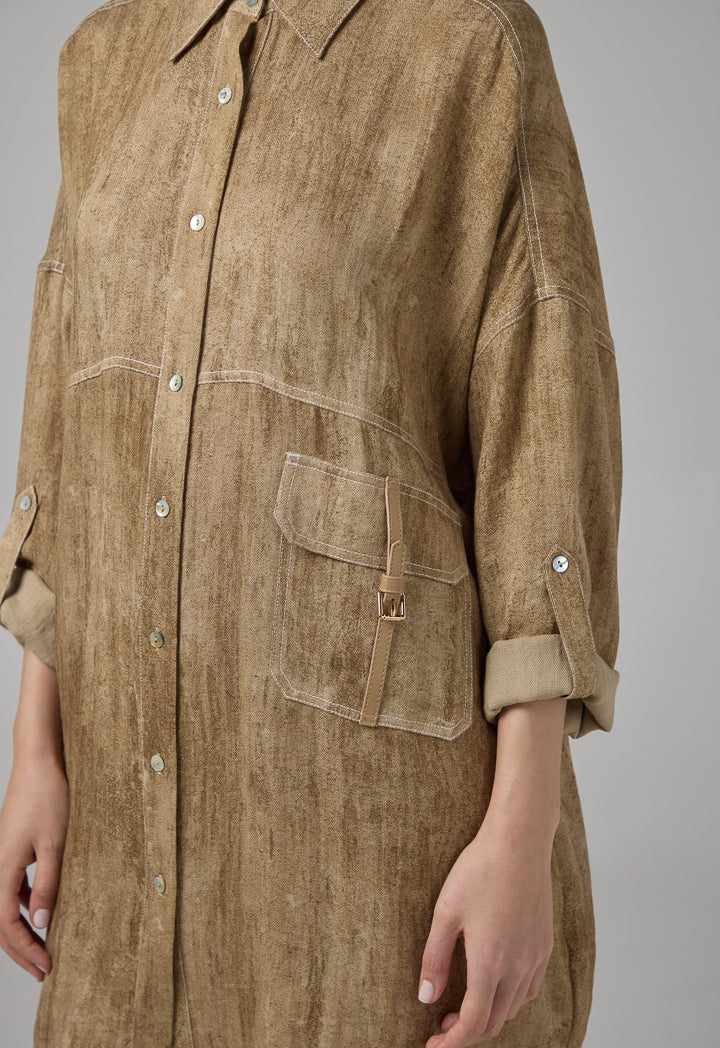 Choice Relaxed Fit Stitch Shirt Brown