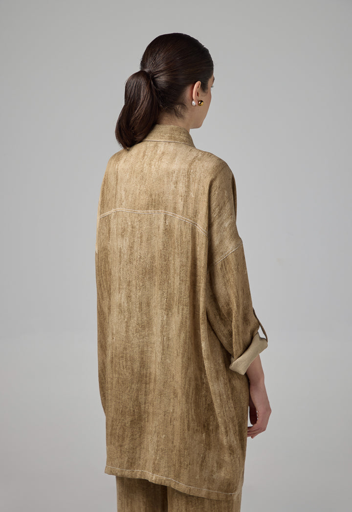 Choice Relaxed Fit Stitch Shirt Brown