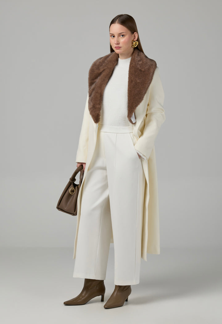 Choice Solid High Waist Trousers Sand