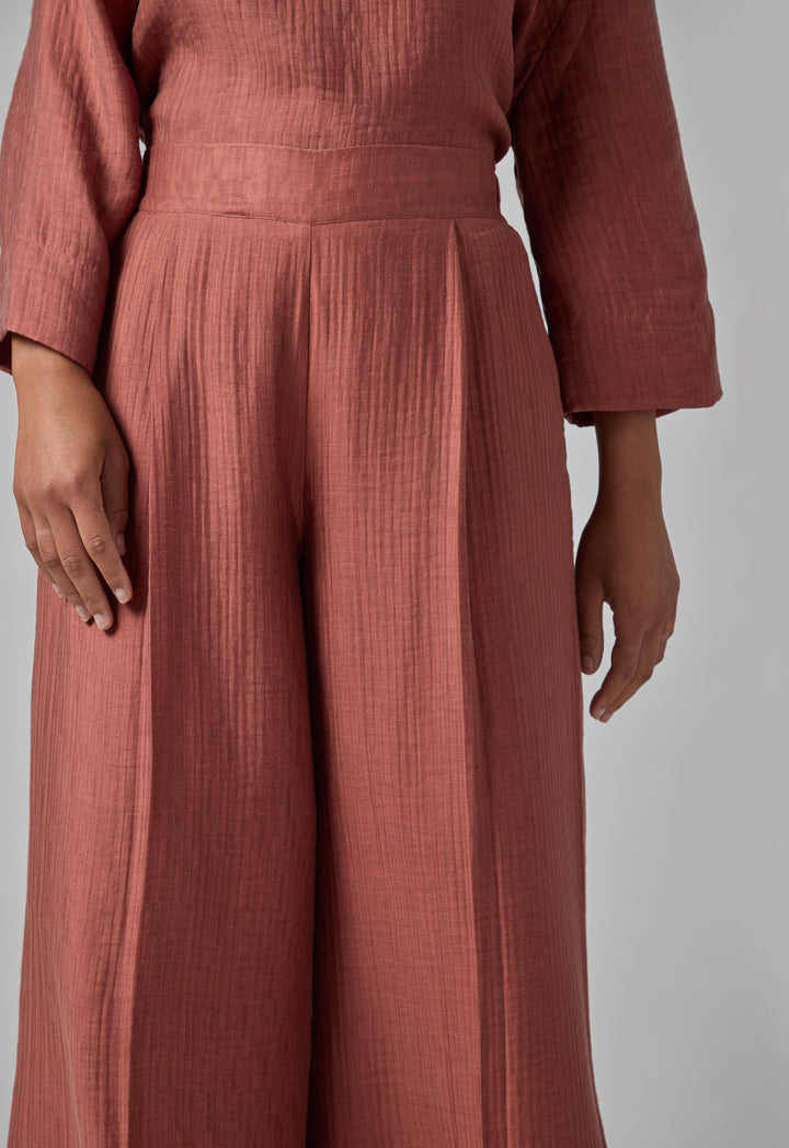 Choice Textured Wide Leg Trousers Brick