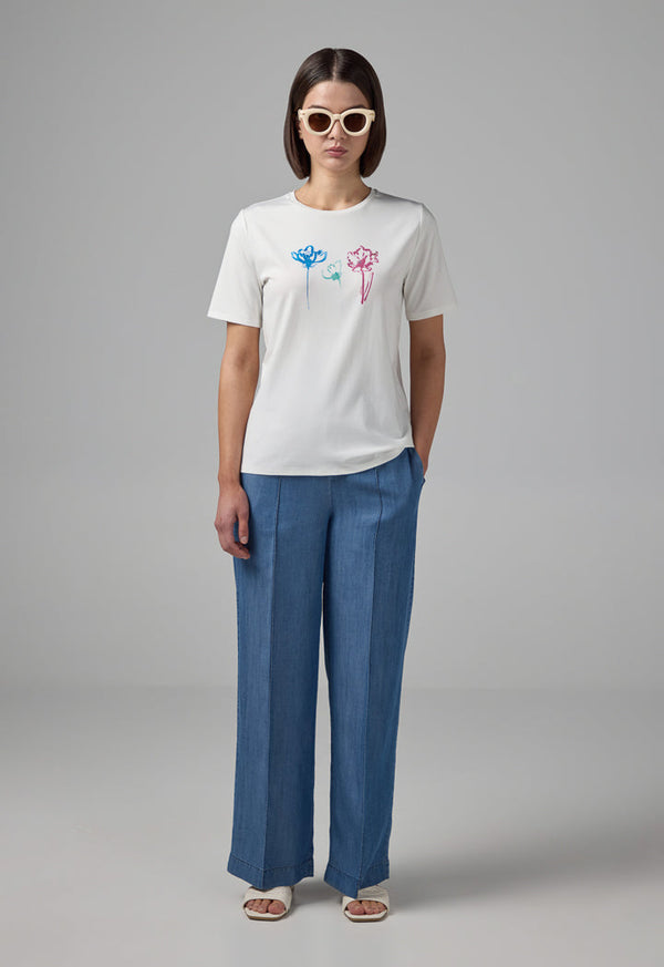 Choice Printed Round Neck T-Shirt Off White