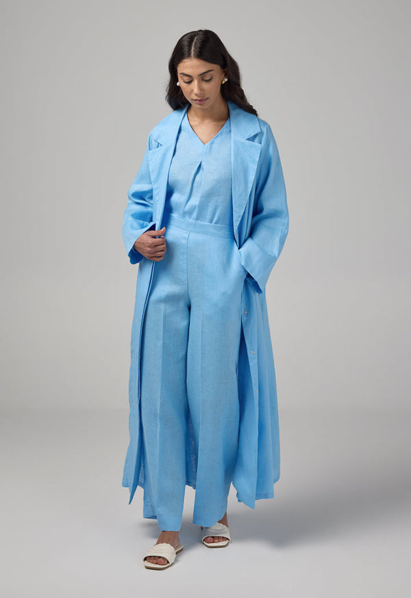 Choice Linen Wide Leg Trousers Light Blue