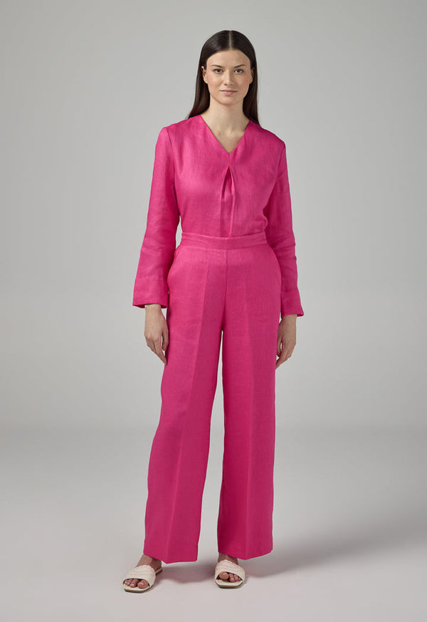 Choice Linen Wide Leg Trousers Fuchsia