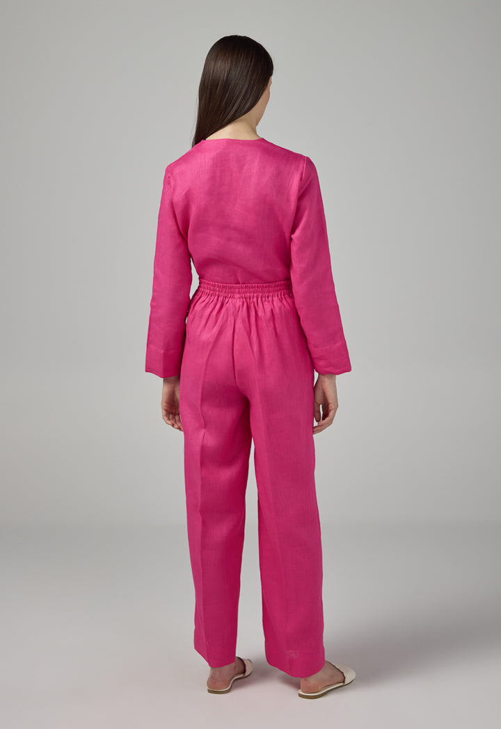 Choice Linen Wide Leg Trousers Fuchsia