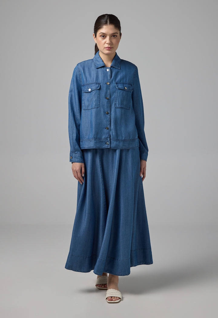 Choice Single Tone Long Sleeve Jacket Navy