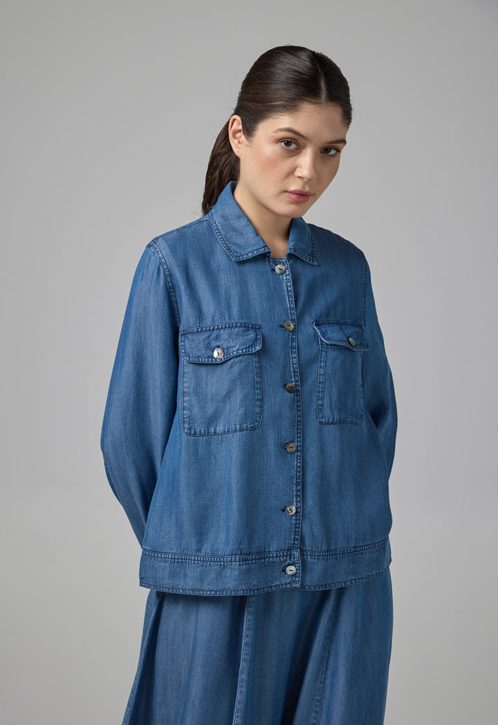 Choice Single Tone Long Sleeve Jacket Navy