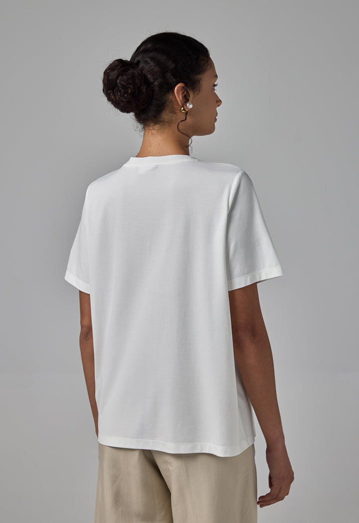 Choice Printed Motif Short Sleeve T-Shirt Off White