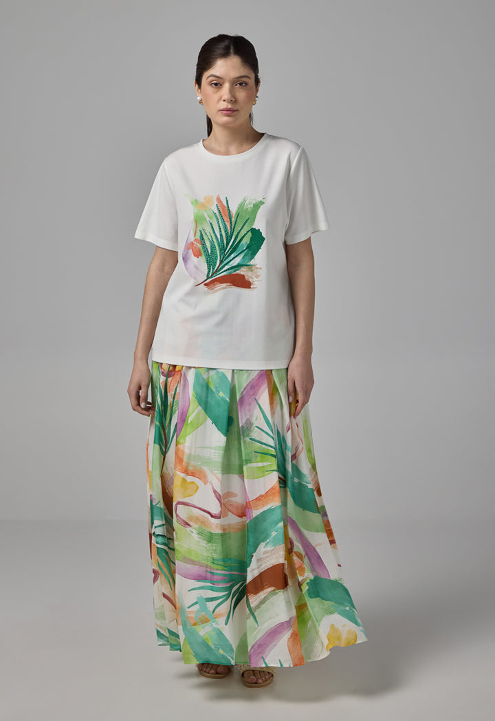 Choice Printed Motif Short Sleeve T-Shirt Off White