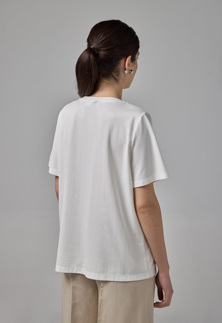 Choice Solid Crystal Embellished T-Shirt Off White