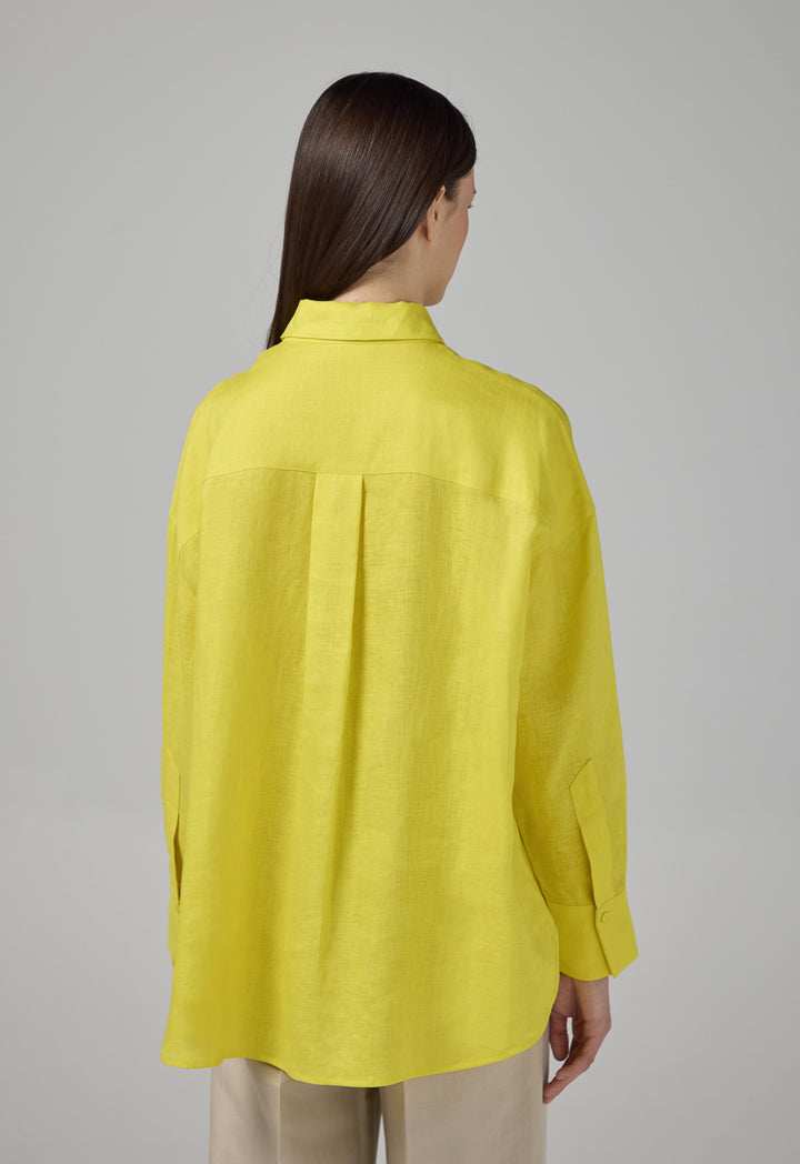 Choice Crystal Embellished Linen Shirt Lime
