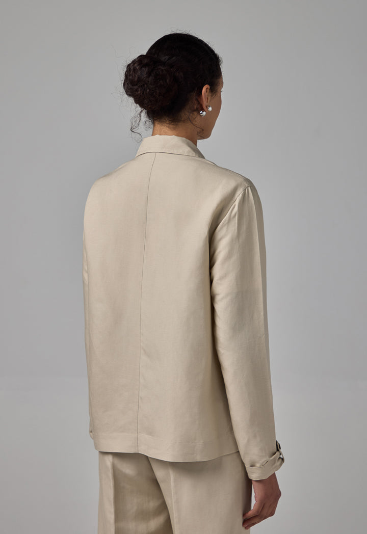 Choice Long Sleeve Crystal Embellished Jacket Sand