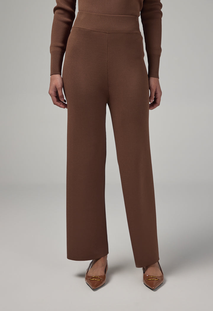 Choice Knitted Elasticated Waist Trousers Brown