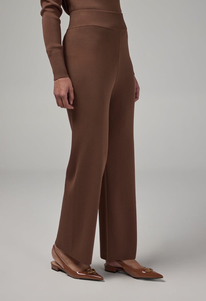 Choice Knitted Elasticated Waist Trousers Brown