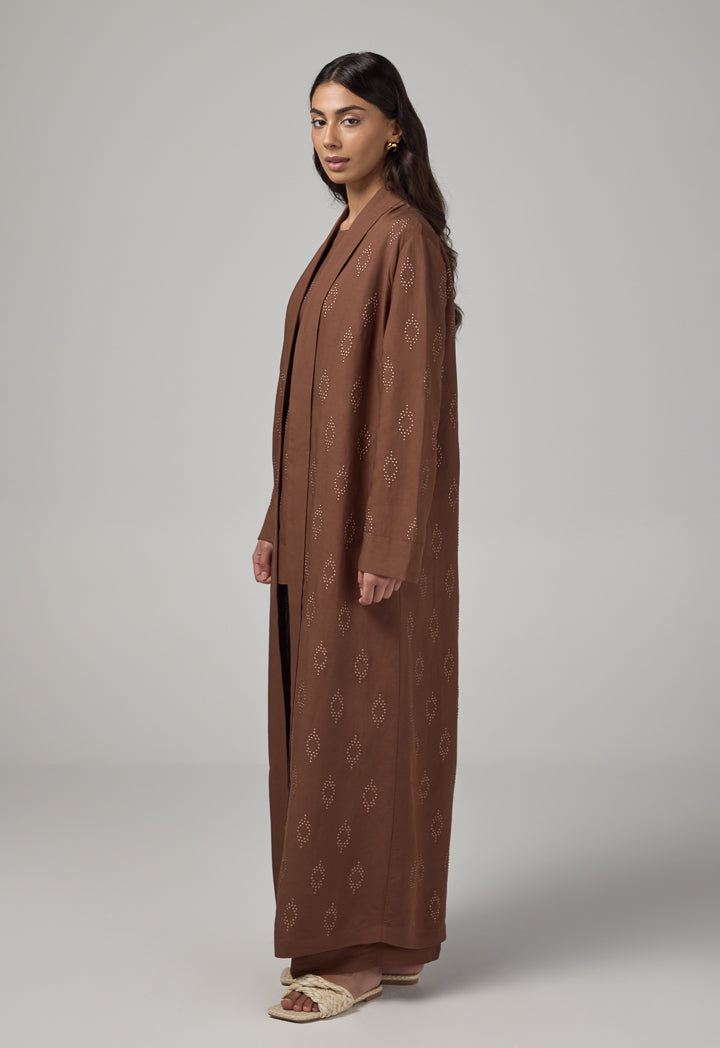 Choice Solid Maxi Open Abaya Brown