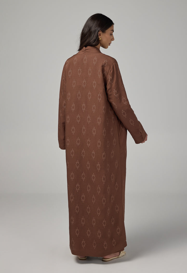 Choice Solid Maxi Open Abaya Brown