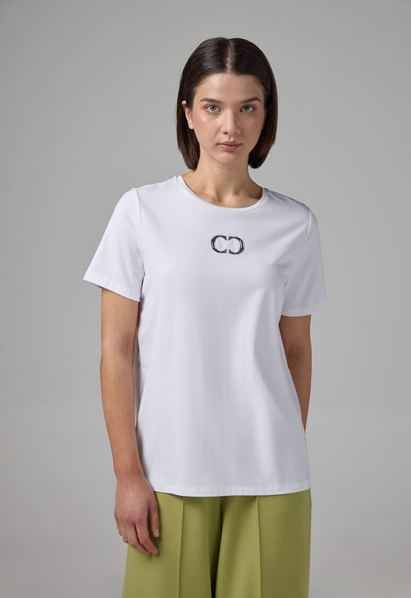 Choice Monogram Short Sleeve T-Shirt Off White
