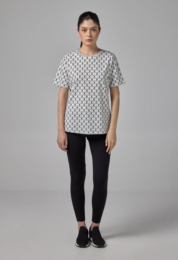 Choice All Over Monogram Print T-Shirt Offwhite/Black