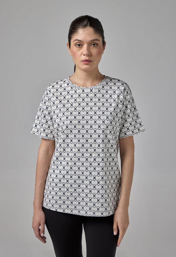 Choice All Over Monogram Print T-Shirt Offwhite/Black