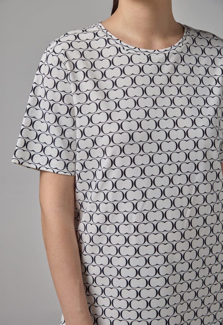 Choice All Over Monogram Print T-Shirt Offwhite/Black