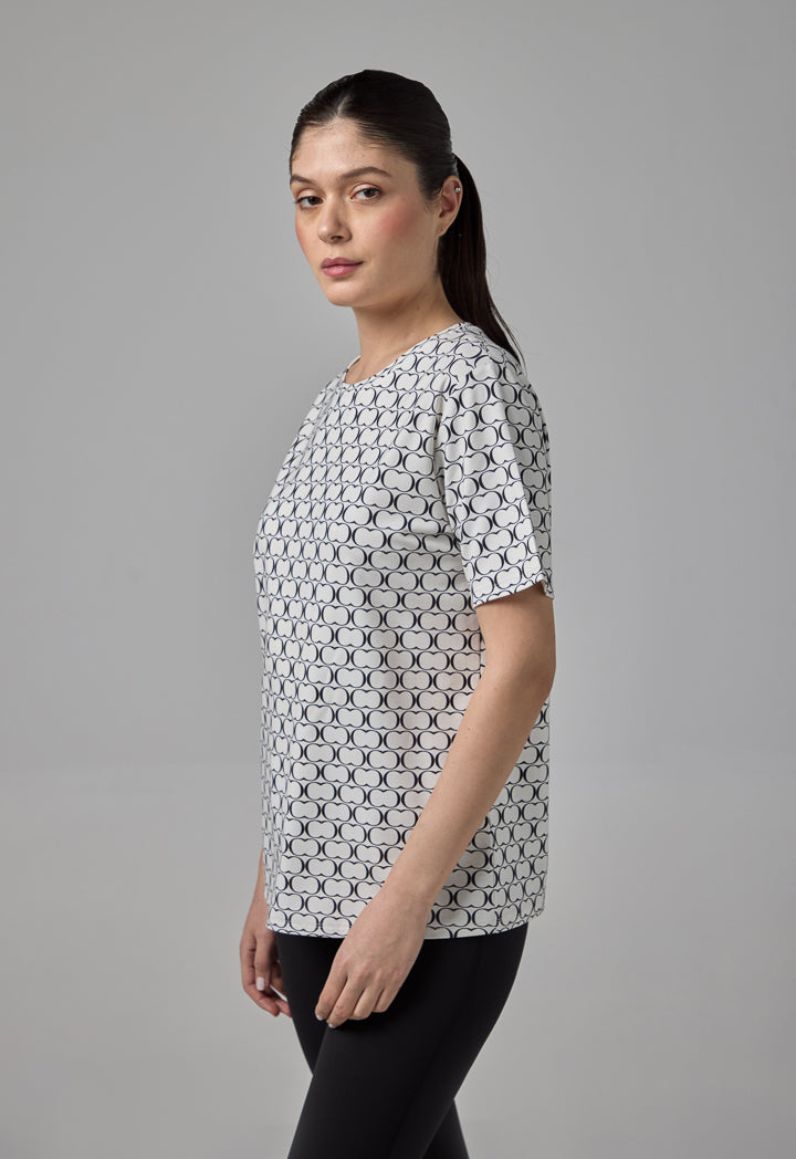 Choice All Over Monogram Print T-Shirt Offwhite/Black