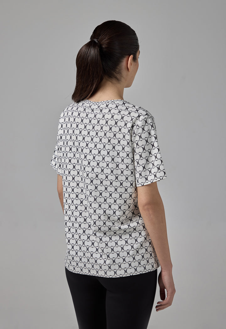 Choice All Over Monogram Print T-Shirt Offwhite/Black