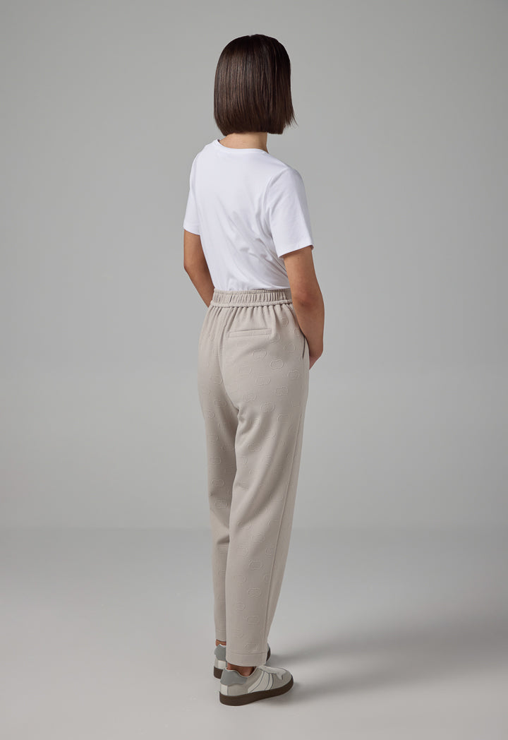 Choice Pin Tuck At Front Monogram Trousers Grey