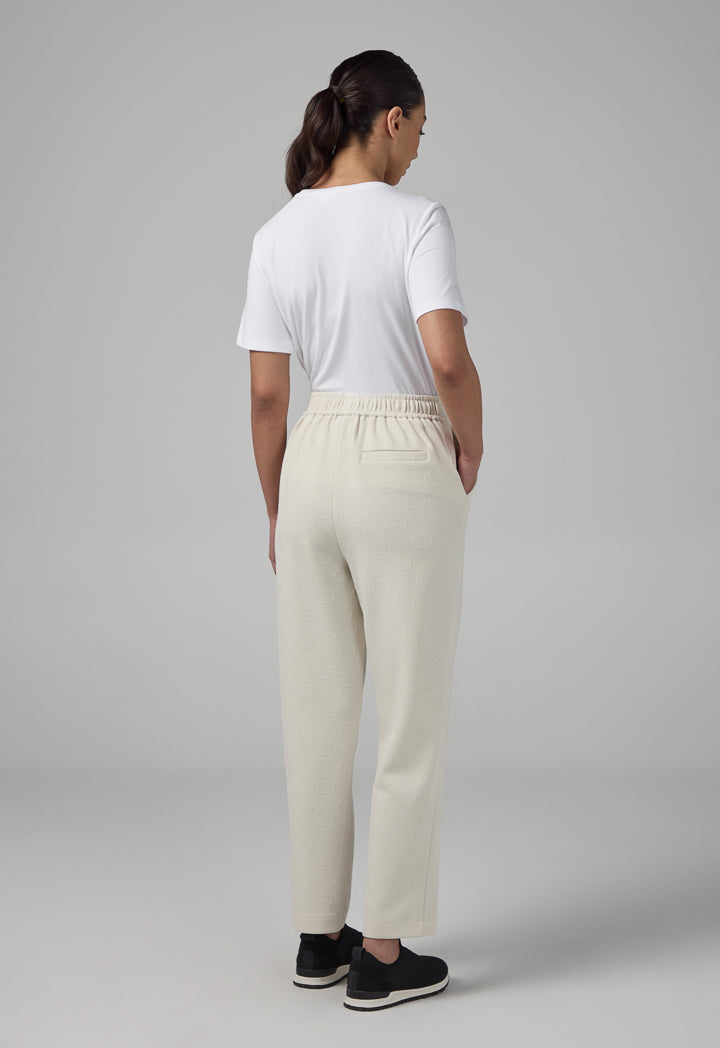 Choice Pin Tuck At Front Monogram Trousers Sand