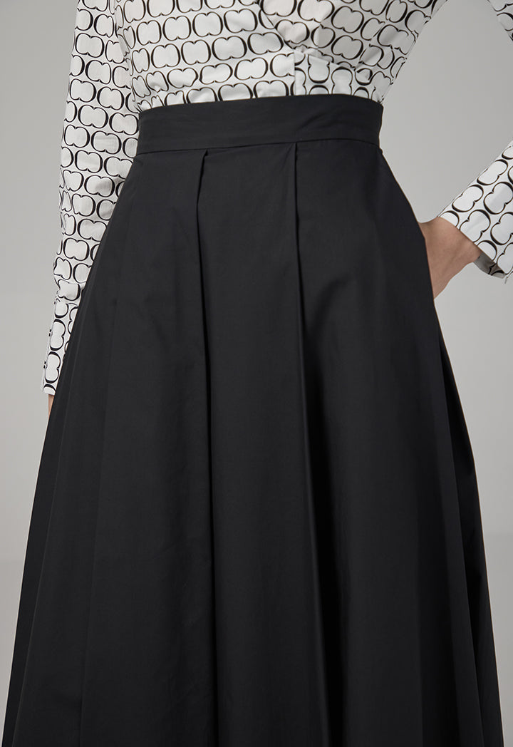 Choice Basic Pleated Maxi Skirt Black